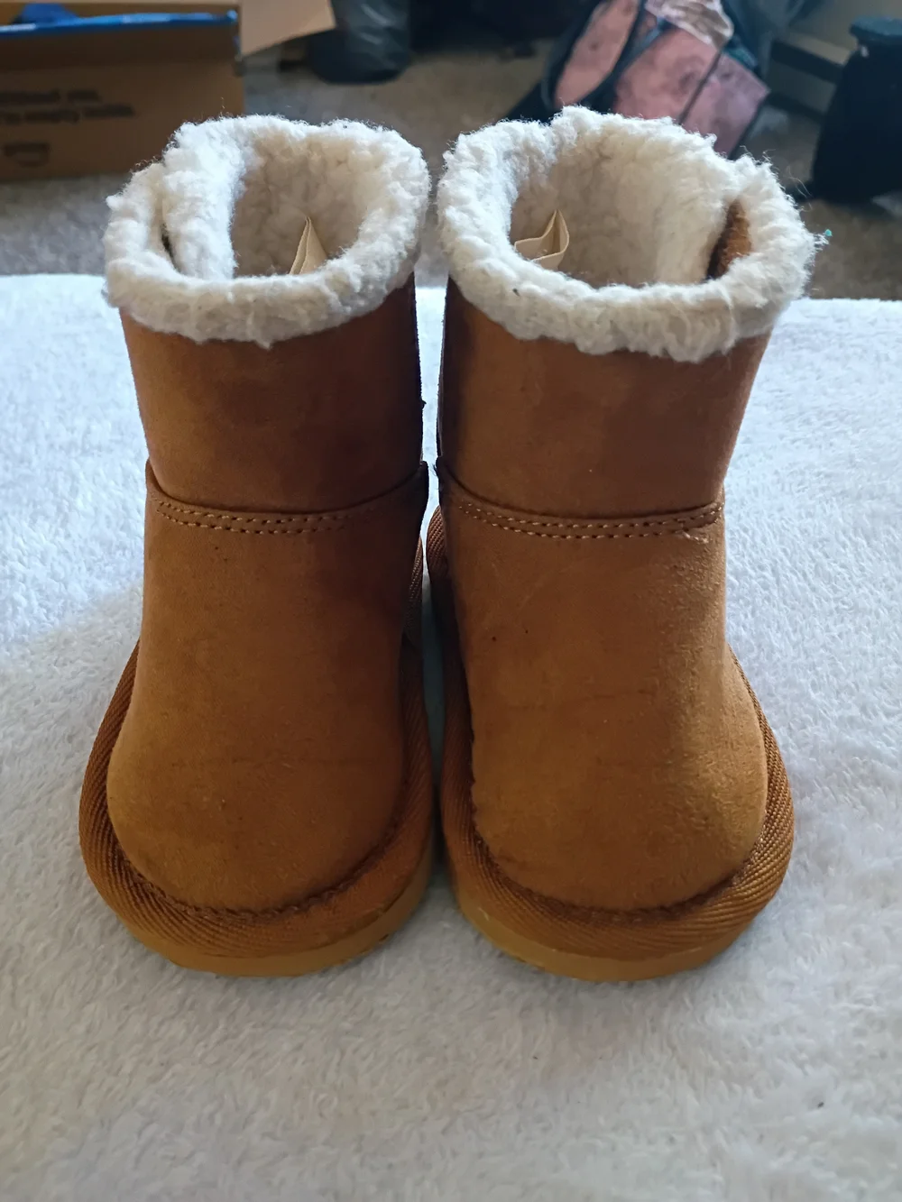 GAP Kids Tan Brown Suede Faux Fur Lined Boots